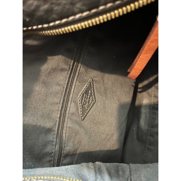 Fossil Corey Hobo Bag Black Leather Purse Shoulder‎ Womens Brown Accents - Picture 10 of 12